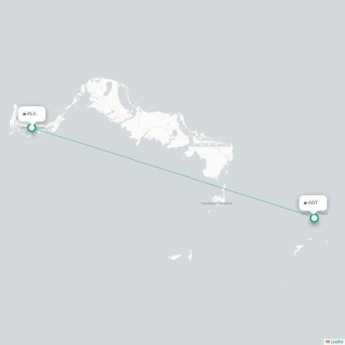 Mapa de vuelo directo Providenciales - Cockburn Town