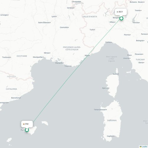 Palma de Majorque - Bergame carte du vol direct