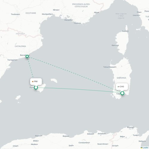Palma de Majorque - Cagliari carte du vol direct