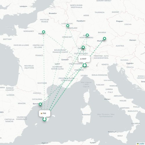 Palma de Majorque - Milan carte du vol direct