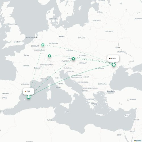 Mallorca - Chișinău direct flight map