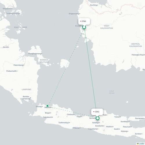 Mapa lotu bezpośredniego Pontianak – Semarang