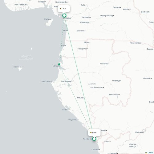 Pointe-Noire - Douala kort over direkte fly