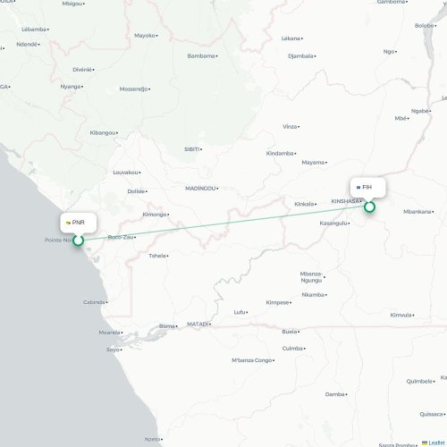 Pointe-Noire - Kinshasa carte du vol direct