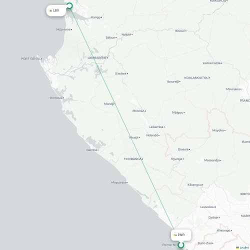 Mapa lotu bezpośredniego Pointe-Noire – Libreville