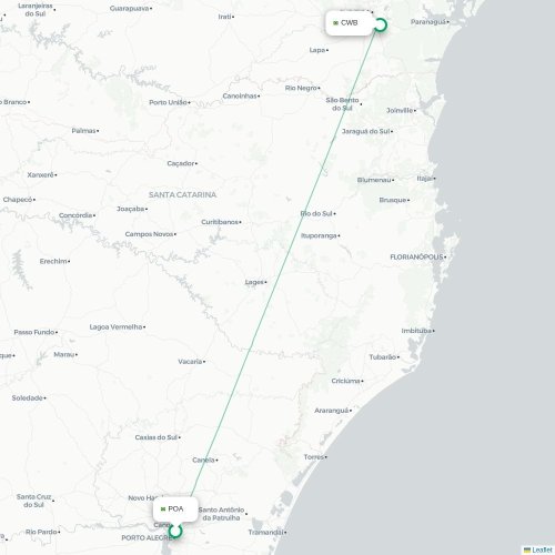 Porto Alegre - Curitiba karta över direktflyg