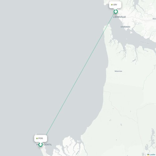Port-Gentil - Libreville karta över direktflyg