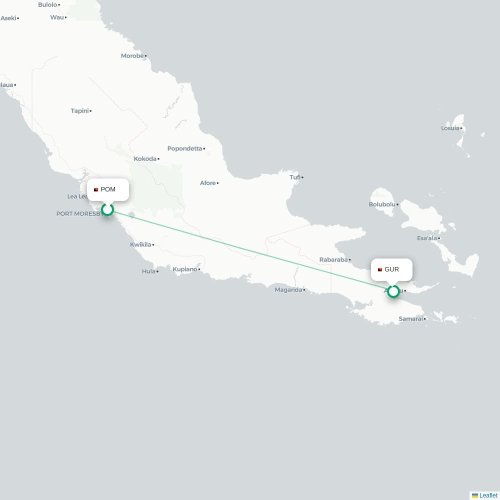 Mapa lotu bezpośredniego Port Moresby – Alotau