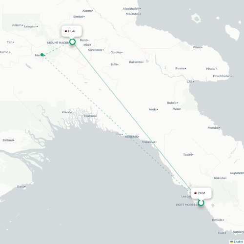 Mapa lotu bezpośredniego Port Moresby – Mount Hagen