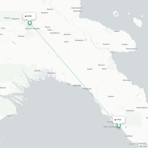 Mapa lotu bezpośredniego Port Moresby – Wapenamanda