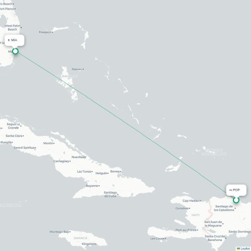 Puerto Plata - Miami kaart van rechtstreekse vlucht