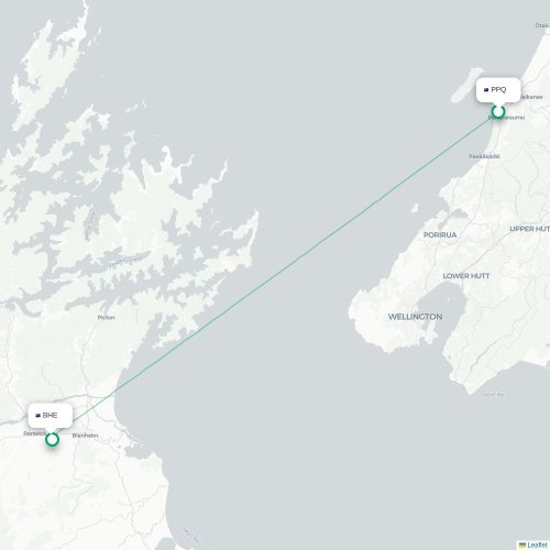 Mapa lotu bezpośredniego Paraparaumu – Blenheim