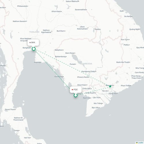 Mapa lotu bezpośredniego Phu Quoc – Bangkok