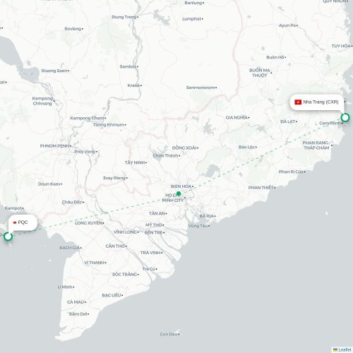 Mapa lotu bezpośredniego Phu Quoc – Nha Trang