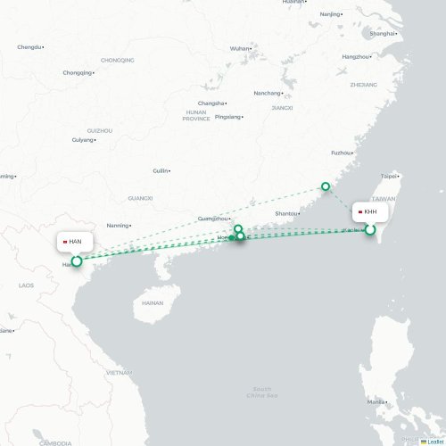 Mapa lotu bezpośredniego Phu Quoc – Hanoi