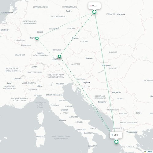 Mapa lotu bezpośredniego Praga – Korfu, Korfu