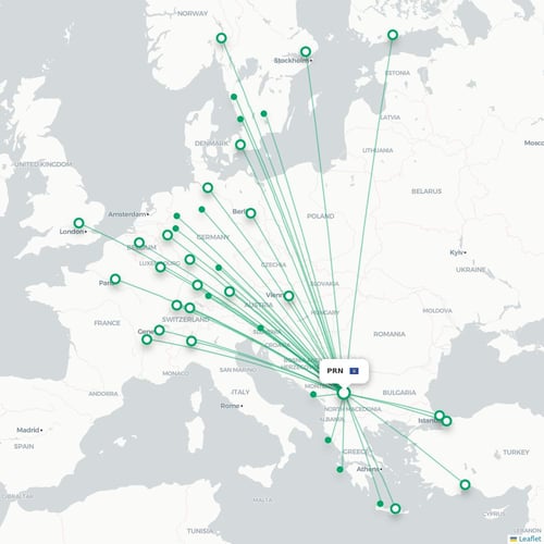 PRN routes and destination map