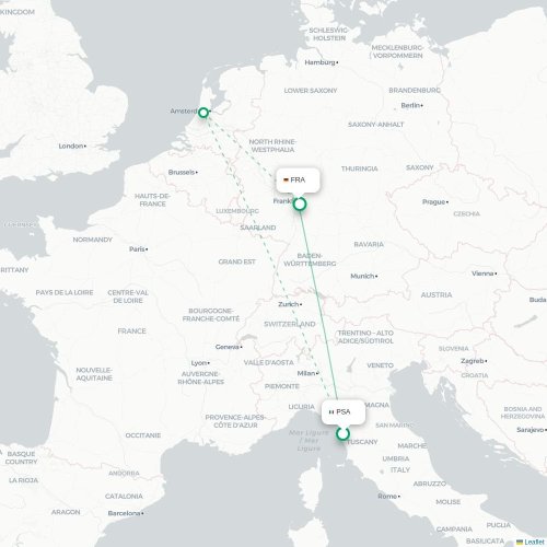 Pisa - Frankfurt am Main kaart van rechtstreekse vlucht