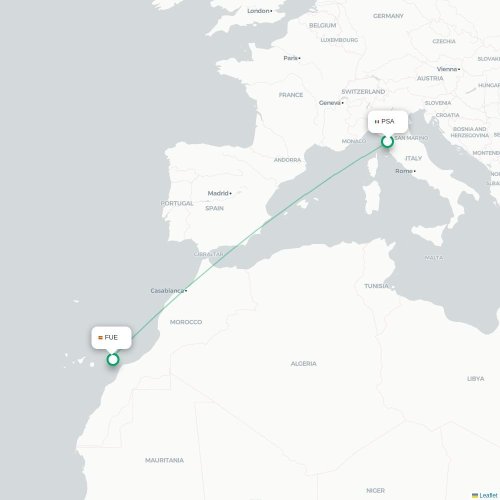 Pisa – Puerto del Rosario suoran lennon kartta