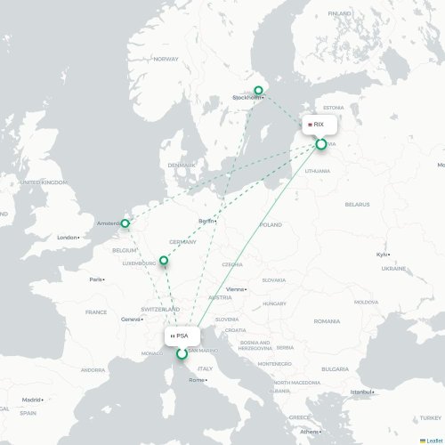Pisa - Riga karta över direktflyg