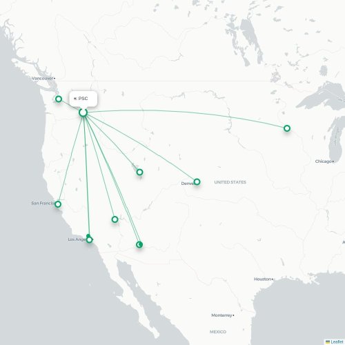 Mapa lotu bezpośredniego Pasco – Salt Lake City