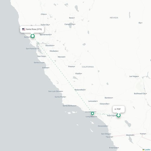 Mapa lotu bezpośredniego Palm Springs – Santa Rosa