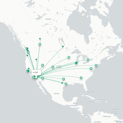 Mapa lotu bezpośredniego Palm Springs – Chicago
