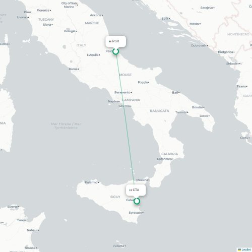 Pescara - Catania kaart van rechtstreekse vlucht