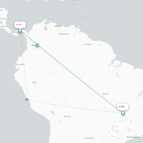 Panama City - Brasilia carte du vol direct