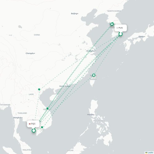 Mapa lotu bezpośredniego Pusan – Phu Quoc