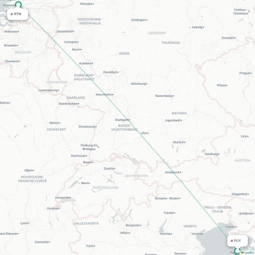Mapa lotu bezpośredniego Pula – Rotterdam