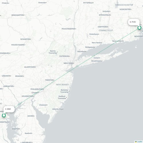 Mapa lotu bezpośredniego Providence – Baltimore