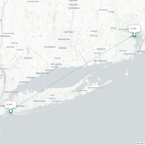 Mapa lotu bezpośredniego Providence – Nowy Jork