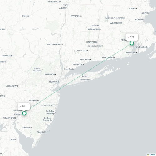 Mapa lotu bezpośredniego Providence – Filadelfia