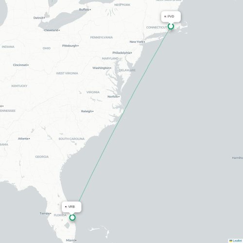 Mapa lotu bezpośredniego Providence – Vero Beach