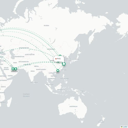 Shanghai - London direct flight map