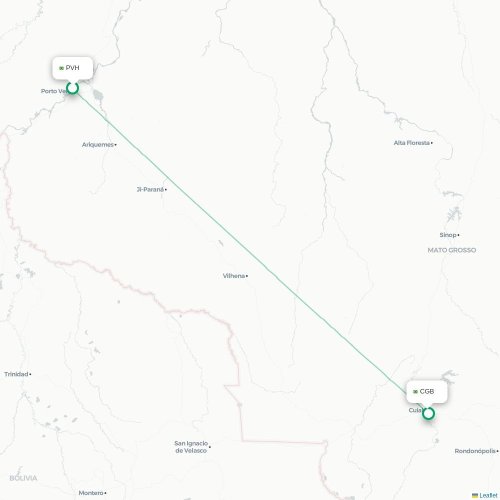 Mapa de vuelo directo Porto Velho - Cuiabá
