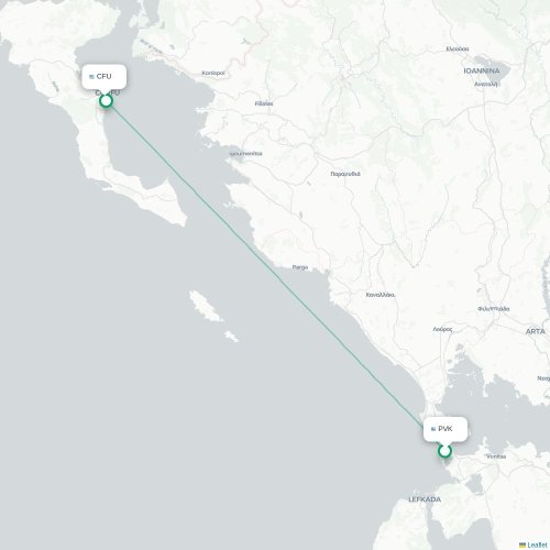 Prévéza - Corfou, Corfou carte du vol direct