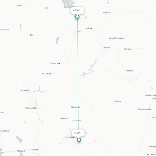 Mapa de vuelo directo Provo - Phoenix
