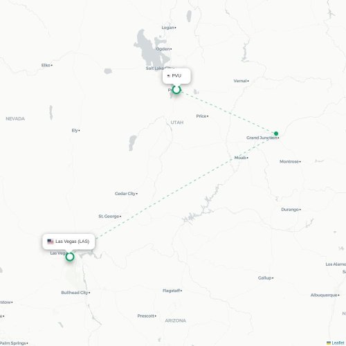 Mapa de vuelo directo Provo - Las Vegas