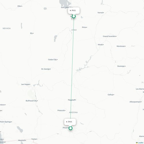 Mapa de vuelo directo Provo - Phoenix