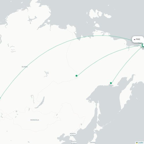Mapa lotu bezpośredniego Pewek – Nowosybirsk