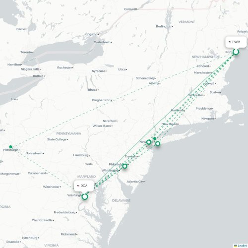Mapa lotu bezpośredniego Portland – Waszyngton