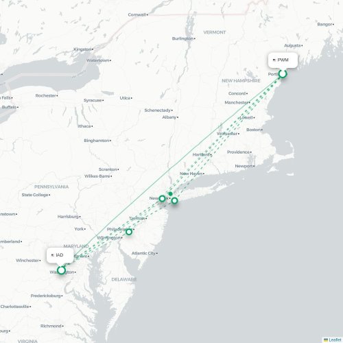 Mapa lotu bezpośredniego Portland – Waszyngton
