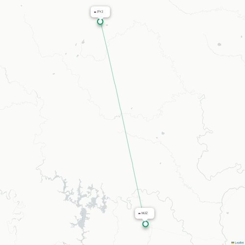 Mapa de vuelo directo Polyarnyj - Mirni