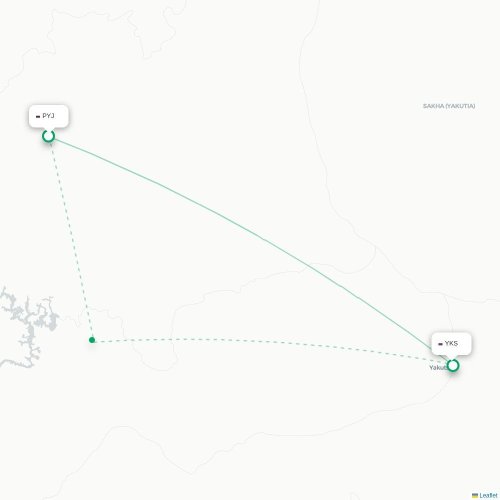 Mapa de vuelo directo Polyarnyj - Yakutsk