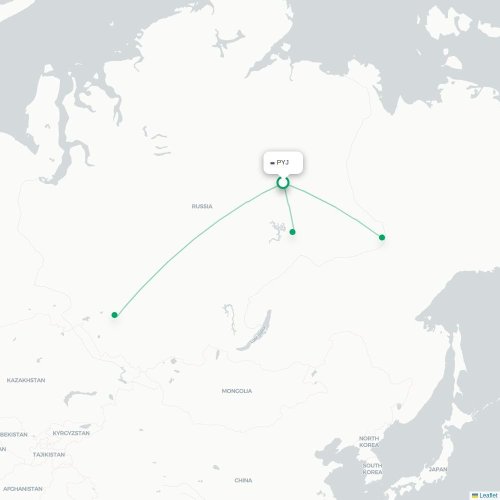 Mapa de vuelo directo Polyarnyj - Novosibirsk