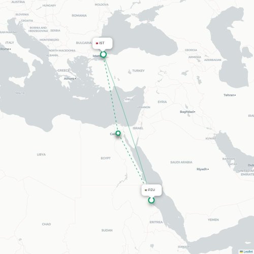 Mapa lotu bezpośredniego Port Sudan – Stambuł
