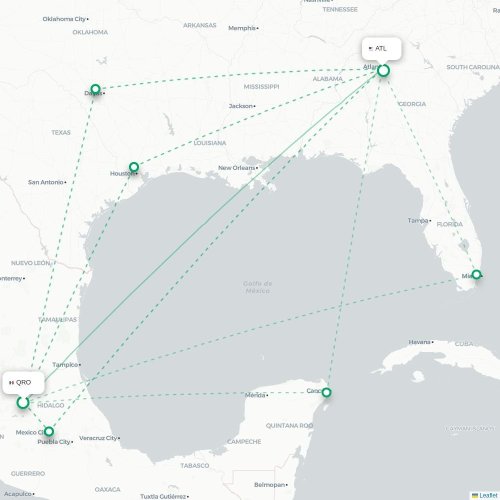 Queretaro - Atlanta karta över direktflyg