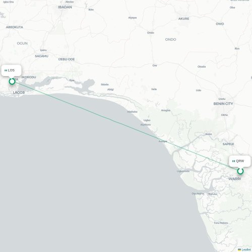 Warri - Lagos karta över direktflyg